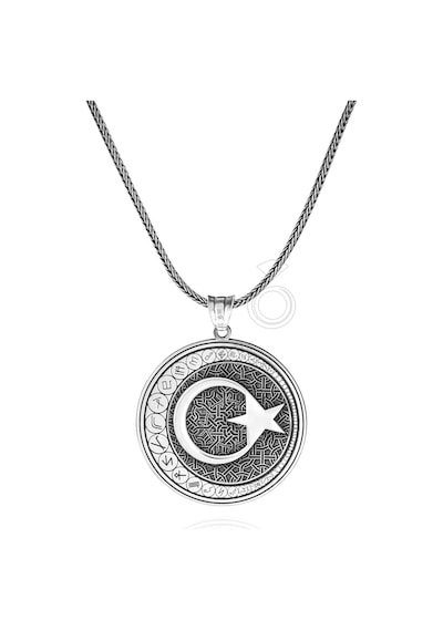 925 Ayar Gümüş Türk Boyları Ayyıldız Tasarım Erkek Kolye Gümüş