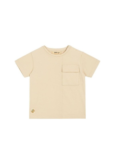 Çikoby Erkek Bebek Basic Cep Detaylı Tshirt-15856 Krem