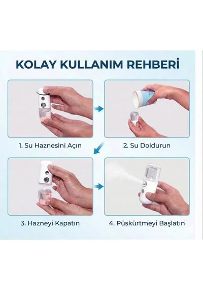 Hubrendy Çer Şarjlı Mini Yüz Nemlendirici Dezenfektan Cihazı Mist Sprayer