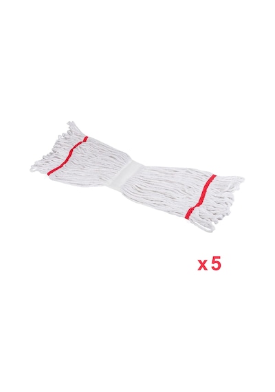 Cod-Ex Dar Yedek Islak Mop Paspas Ucu Başlığı Püskül Pamuklu Beyaz 5'li 450 G 17 CM