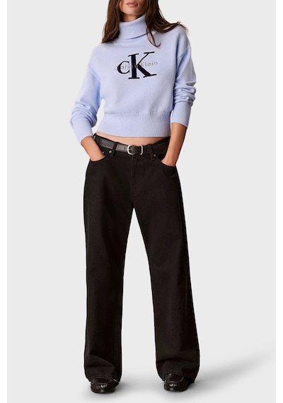 Calvin Klein Logolu % 100 Pamuk Balıkçı Yaka Kazak Lv047h329gc3q Kadın Kazak Lv047h329g C3q Lila