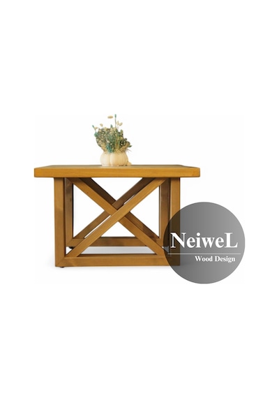Neiwel Laila Doğal Ahşap Sehpa-80-80 Açık Ceviz
