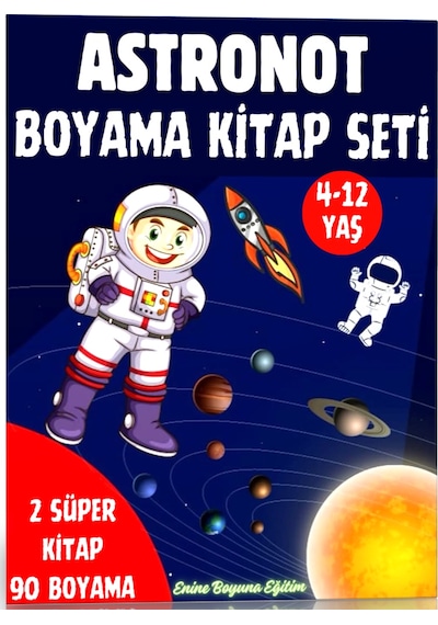 Astronot Boyama Kitap Seti 90 Süper Boyama