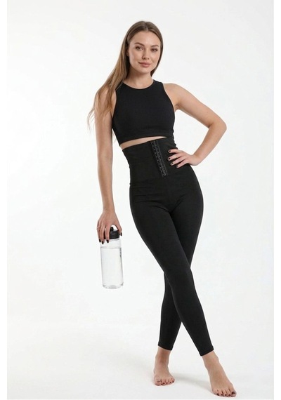 Fit Women Kadın Agraflı Termal Sauna Tayt 4409 Siyah