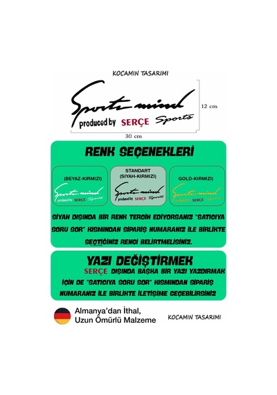 Tofaş Serçe Sport Mind Şeritli Far Sticker Özel Tasarım Siyah Kırmızı Yazılı Oto Sticker Serçe Yazılı Siyah & Kırmızı