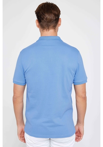 Tudors Erkek Slim Fit Dar Kesim %100 Pamuk Düz Pike Mavi Polo Yaka Tişört-30547-mavi Mavi