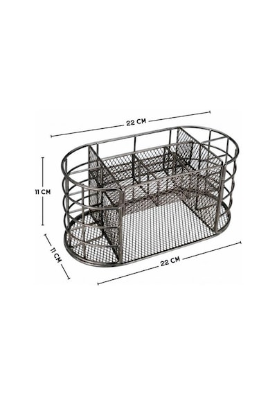 Temel Nikel Metal Mesh Masaüstü Organizer Çekmeceli Çok Bölmeli 22x11x11 Cm 9507b Koyu Gri