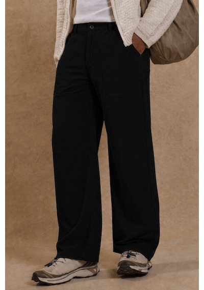 Tarz Cool Erkek Baggy Pantolon Geniş Paça Rahat Kesim Günlük Stil Siyah