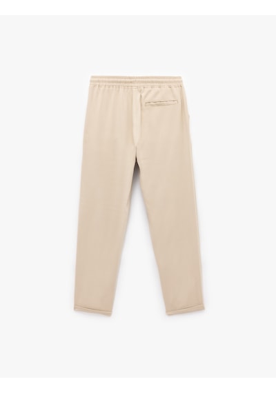 Koton Viskon Cep Detaylı Rayon Tapered Beli Bağcıklı Eşofman Pantolon Bej 5sam40010hw Ekru