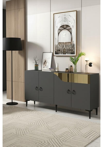 Ka1514ag Gama Konsol Ve Tv Sehpası Antrasit-gold 150cm