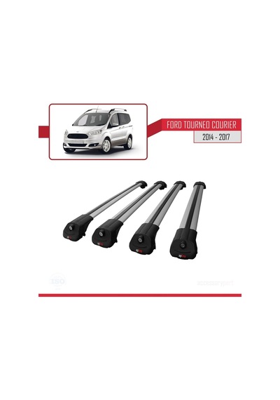 Ford Tourneo Courier 2014-2017 Arası İle Uyumlu Ace-1 Ara Atkı Tavan Barı Gri 4 Adet Bar
