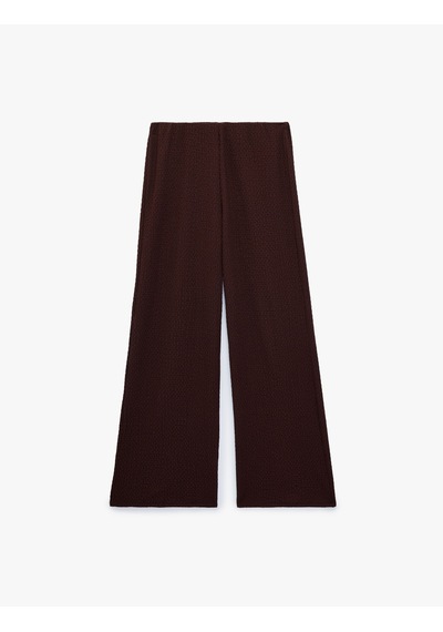 Koton Bürümcük Kumaş Dokulu Bol Paça Pantolon Kahverengi 6sak40002ek Kahve