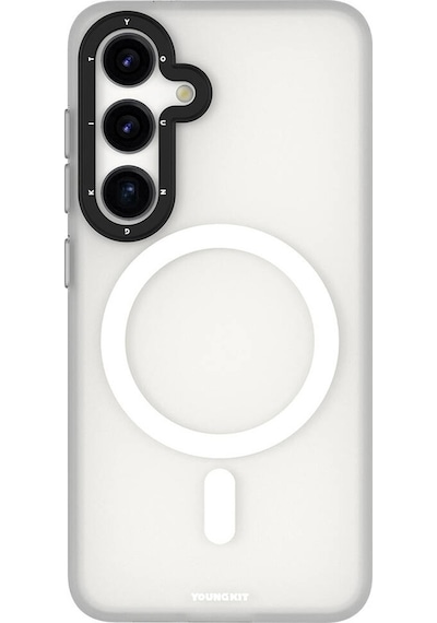 Galaxy S24 Uyumlu Kılıf Magsafe Şarj Özellikli Youngkit Hidden Sand Serisi Kapak Beyaz