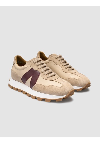 %100 Hakiki Deri Bej Kadın Sneaker Bej
