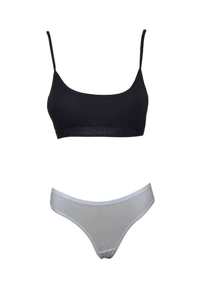 Pedli İp Askılı Yarım Atlet Büstiyer Külot Takım Siyah Beyaz Beden: L-xl Diğer