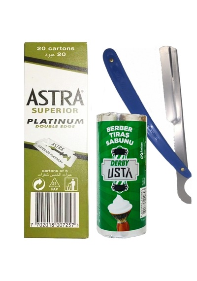 Astra Jilet 100'lü + Derby Tıraş Sabunu 75 G + Ali Bıyıklı Ustura