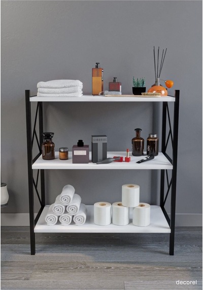 Morpanya Rose Banyo Düzenleyici Banyo Dolabı Çok Amaçlı Dolap 3 Katlı Metal Mutfak Düzenleyici Beyaz