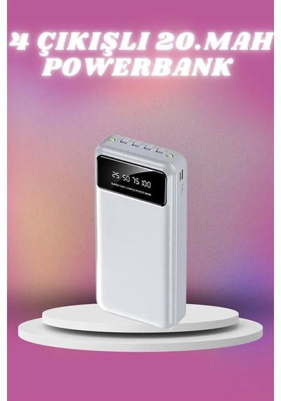 4 Çıkışlı 20.000 Mah Powerbank Taşınabilir Çoklu Giriş Beyaz 40545237