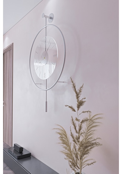 MetaQuartz Aksesuar (Büyük Boy-50*75 cm)Mat Gümüş Luxry Şeffaf Göbek Metal Dekoratif Camlı Gri