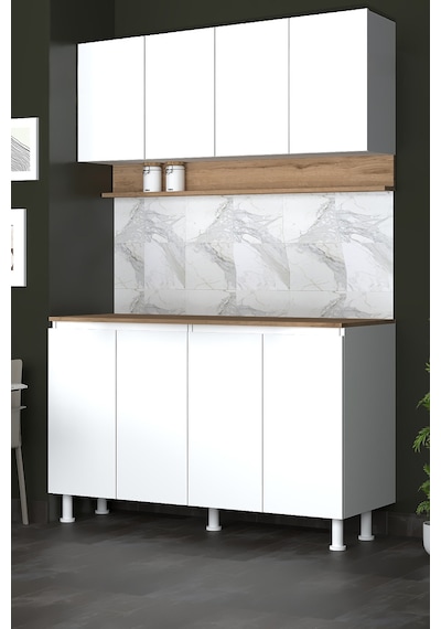 140 Cm Venda Mutfak Dolabı, Mini Mutfak Dolabı, Çok Amaçlı Dolap Beyaz