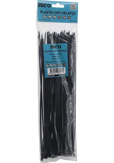 Siyah 3.6x300mm Plastik Cırt Kelepçe 100pcs 5468