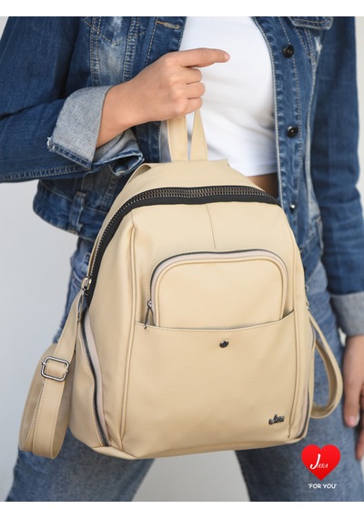 Jara Bag Freya Kadın Sırt Çantası Şık, Yumuşak Dokulu Ve 5 Bölmeli Vizon