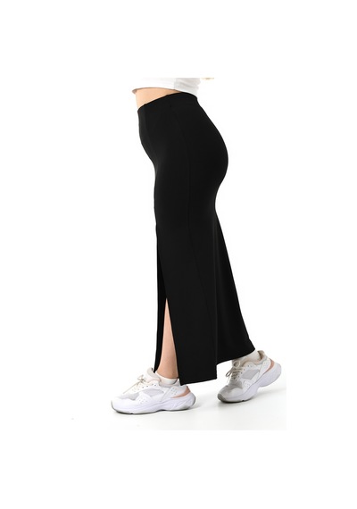 Gugus Kadın Deri N Yırtmaçlı Maxi Boy Kışlık Etek 92 Cm siyah