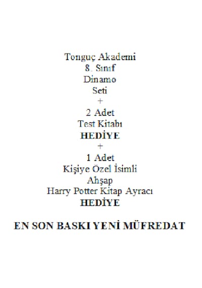 Tonguç Akademi 8. Sınıf Dinamo Seti En Son Baskı Yeni + 2 Adet Test Kitabı Hediye + Kişiye Özel Ahşap Harry Potter Kitap Ayracı Hediye