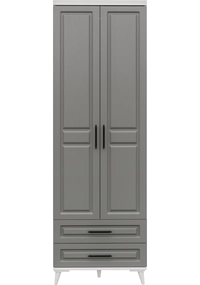 GuneyStore Gözde 2 Kapaklı Komple MDF Antrasit - Beyaz Gardırop