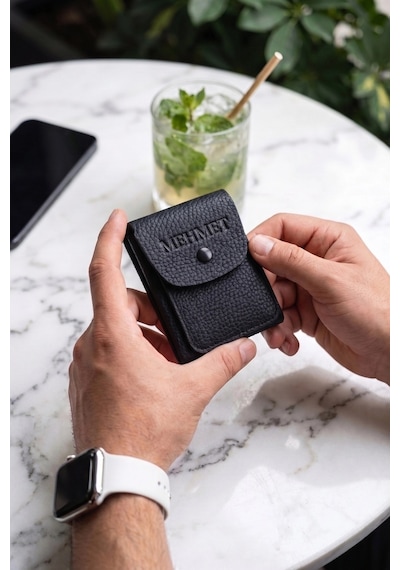 Vanilla Collection Kişiye Özel İsim Baskılı Premium Deri Dokulu Yeni Nesil Cüzdan Portföy Siyah
