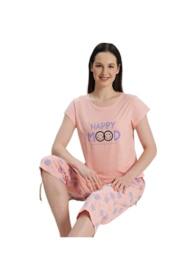 Bipamuk Mare Blu Tasarım Kadın Pijama Takımı Kısa Kollu Kapri S/xl Çok Renkli