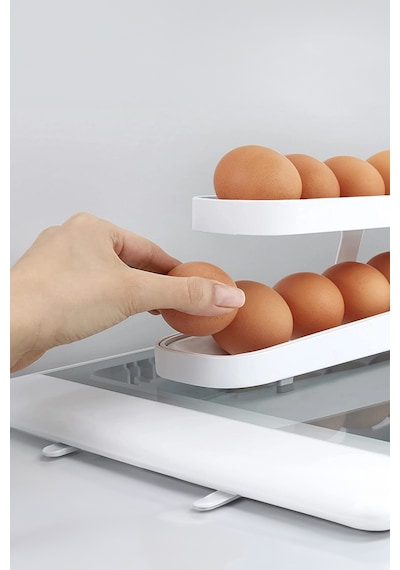 Thentech 2 Katmanlı Yumurta Standı Yumurta Standı Yeni Nesil Dolap İçi Beyaz