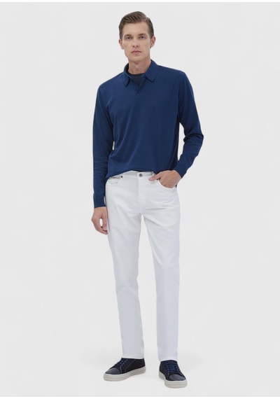 Ramsey Beyaz Düz Regular Fit Denim %100 Pamuk Pantolon