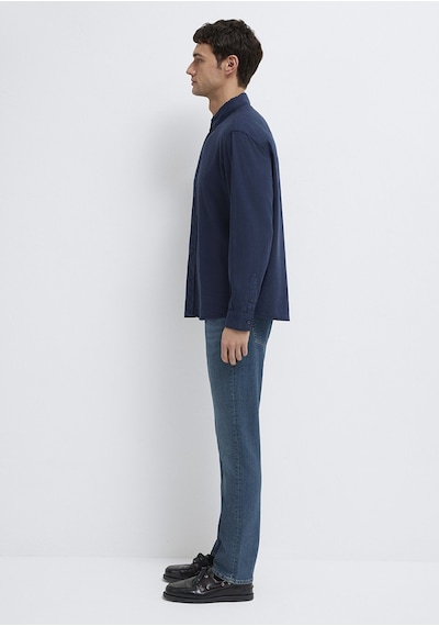 Mavi - Keten Karışımlı Lacivert Tencel Tm Liyosel Gömlek 0211482-70490 Lacivert