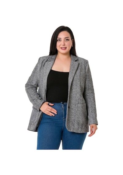 Disentis Büyük Beden Cepli Balıksırtı Blazer Astarlı Ekru Ceket-ekru Ekru