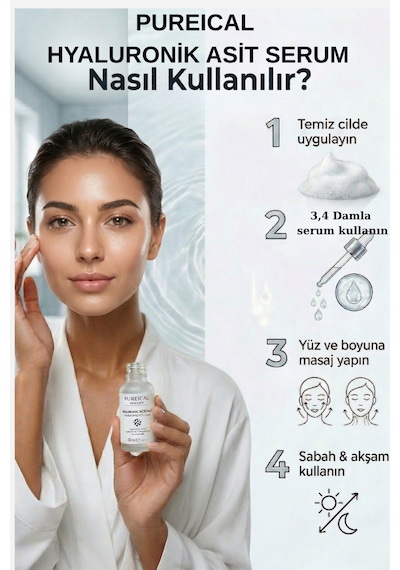 Pureical %2 Hyaluronik Asit Serum, Yoğun Nem, Cilt Dolgunlaştırıcı Ve Canlı Cilt Bakım 30 Ml
