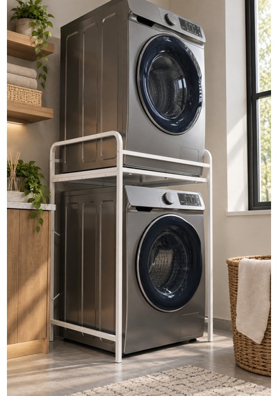 Sulorahome Çamaşır Makinesi Üstü Metal Raf Ünitesi - Beyaz 66 Cm