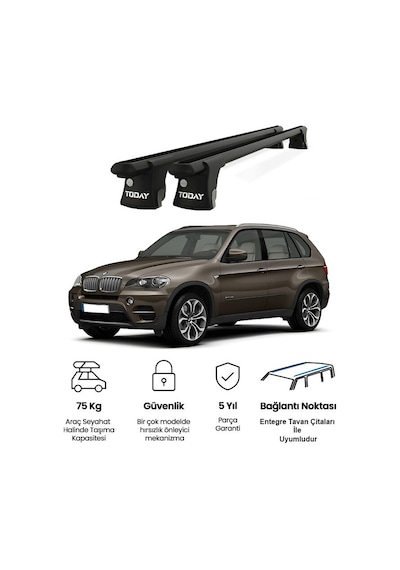 Trio-ıı Bmw X5 2014 Ve Sonrası Uyumlu Siyah Kilitli Ara Atkı 135cm Port Bagaj Tavan Barı