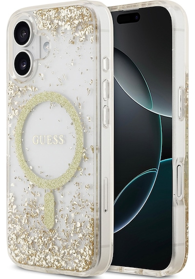 Apple Uyumlu iPhone 17  Kılıf Guess Lisanslı M-safe Özellikli Transparan Resin Bottom Kapak Gold Gold