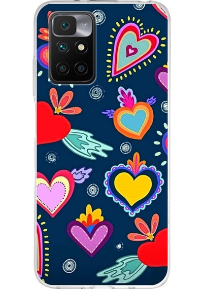 Xiaomi Redmi 10 İle Uyumlu 1mm Slim Fit Retro Renkler 3 Baskılı Şeffaf Kılıf Şeffaf
