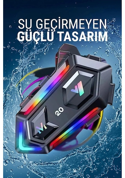 W20 Bluetooth Motosiklet İntercom Kask Rgb Işıklı