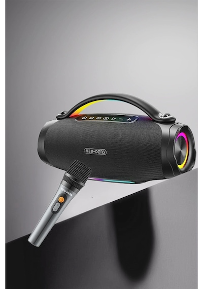 Ven-dens Spk026s 100 W Led Işıklı Bluetooth Hoparlör, 8000 Mah Batarya, 14 Saate Kadar, Siyah
