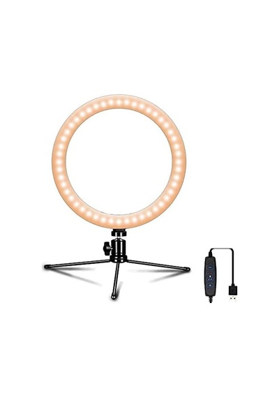 Ring Light Youtuber Tictok Makyaj Işıklı Telefon Tutucu 16cm + 2.2m Tripod Ct-001 Siyah