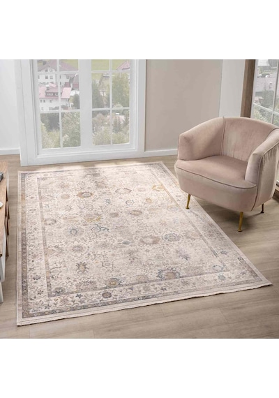 Krem Bej Soyut Eskitme Desenli Uşak Halı - Ns0256ka Krem - Bej
