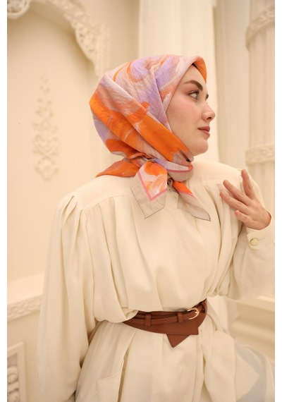Silk Home Olinda İpek Eşarp 47001-14 Bej, Pembe, Turuncu, Lila, Somon