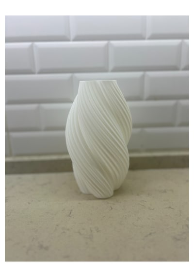 3d Tasarım Pla+ Plastik Modern Vazo Minimal Dekoratif Çiçek Vazosu 20cm Uzunluk Beyaz