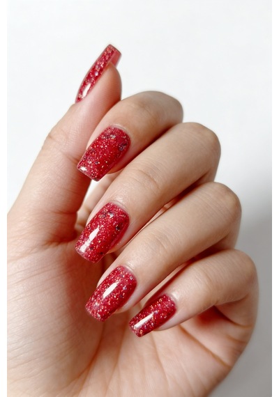 Kırmızı Simli Kalıcı Oje - Nail Art Oje - Tpo İçermez - Glıtter Gel Polısh G6 61-g6
