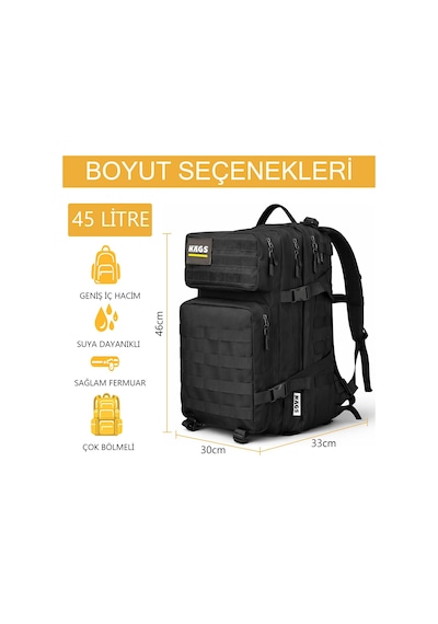 Haegs Askeri Taktik Sırt Çantası, Ordu Derecesinde Sağlam, Ağır H Siyah