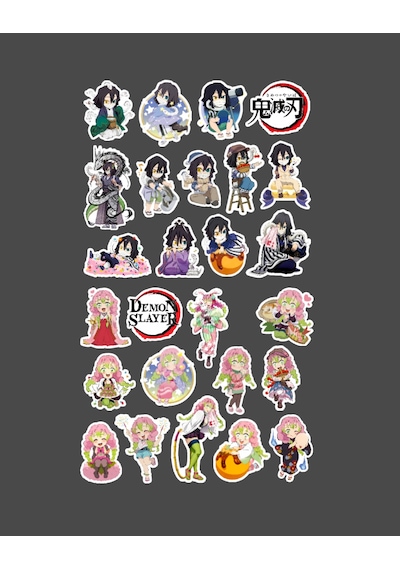 Demon Slayer-mitsuri Kanroji-obanai Iguro-parlak Kağıt -2li Sticker Set- Başarı Etiket Süsleme