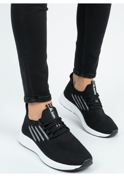 Homiro Bağcıklı Triko Unisex Spor Ayakkabı-siyah Beyaz SİYAH-BEYAZ